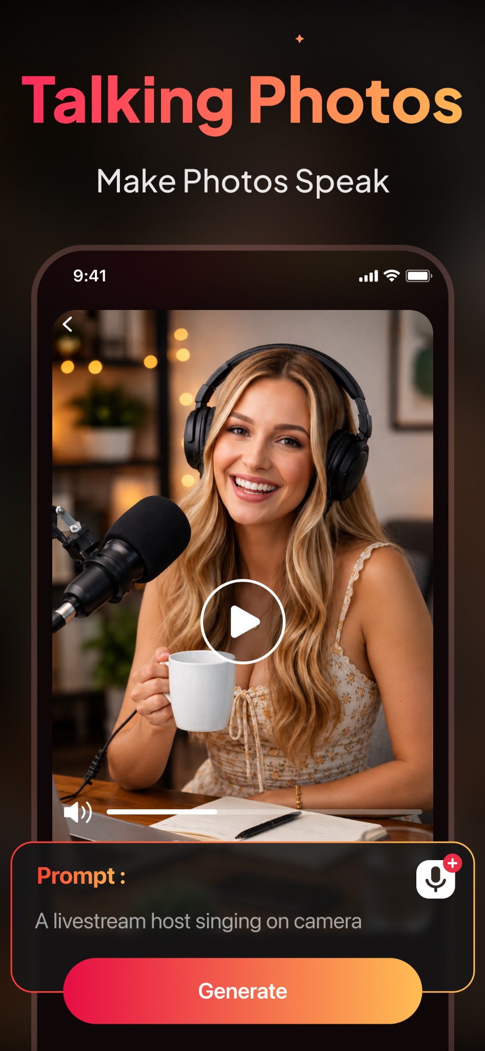 TALKING PHOTOS screen in Movix